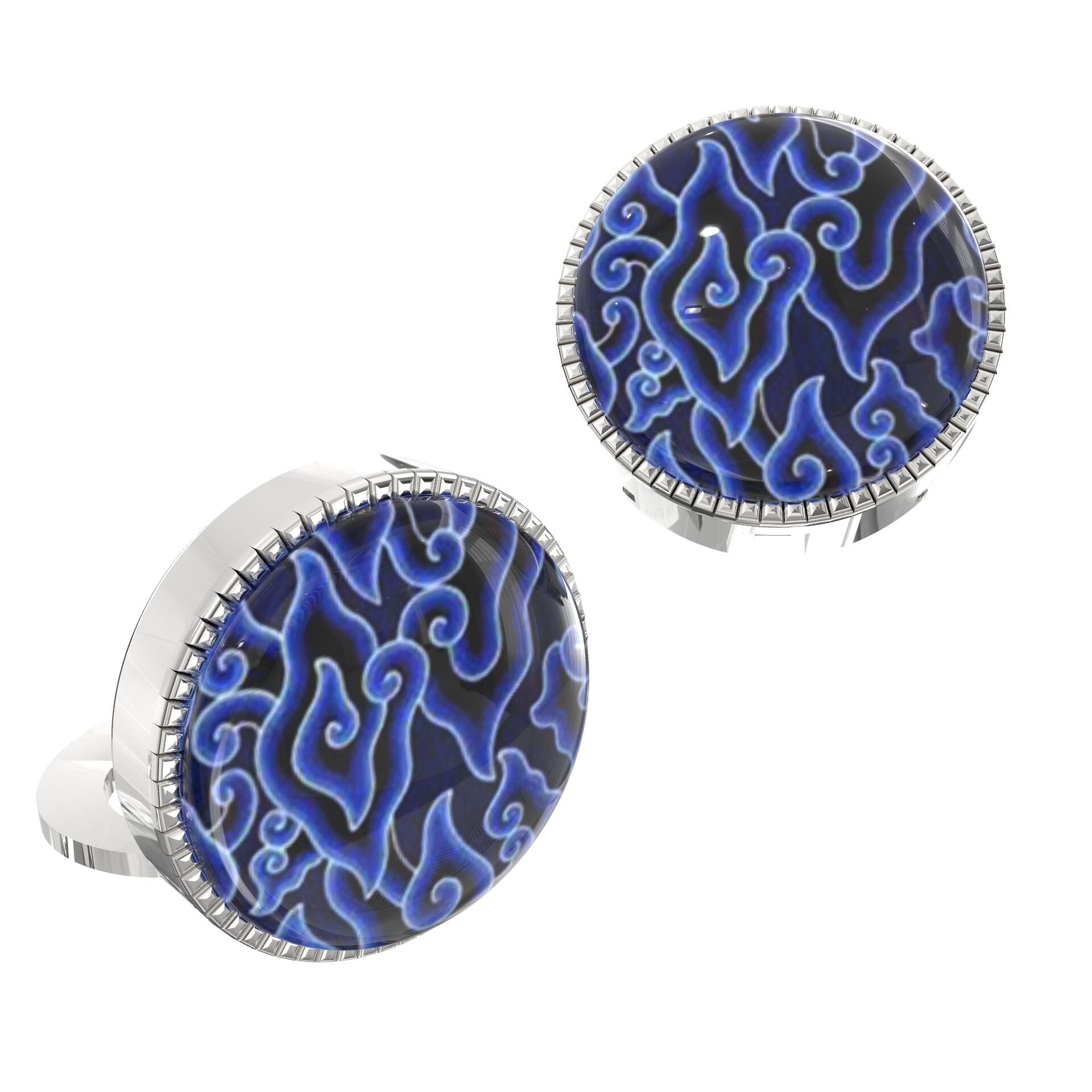 Blue Artistic Button Covers – Cufflinks Style Shirt Accessories