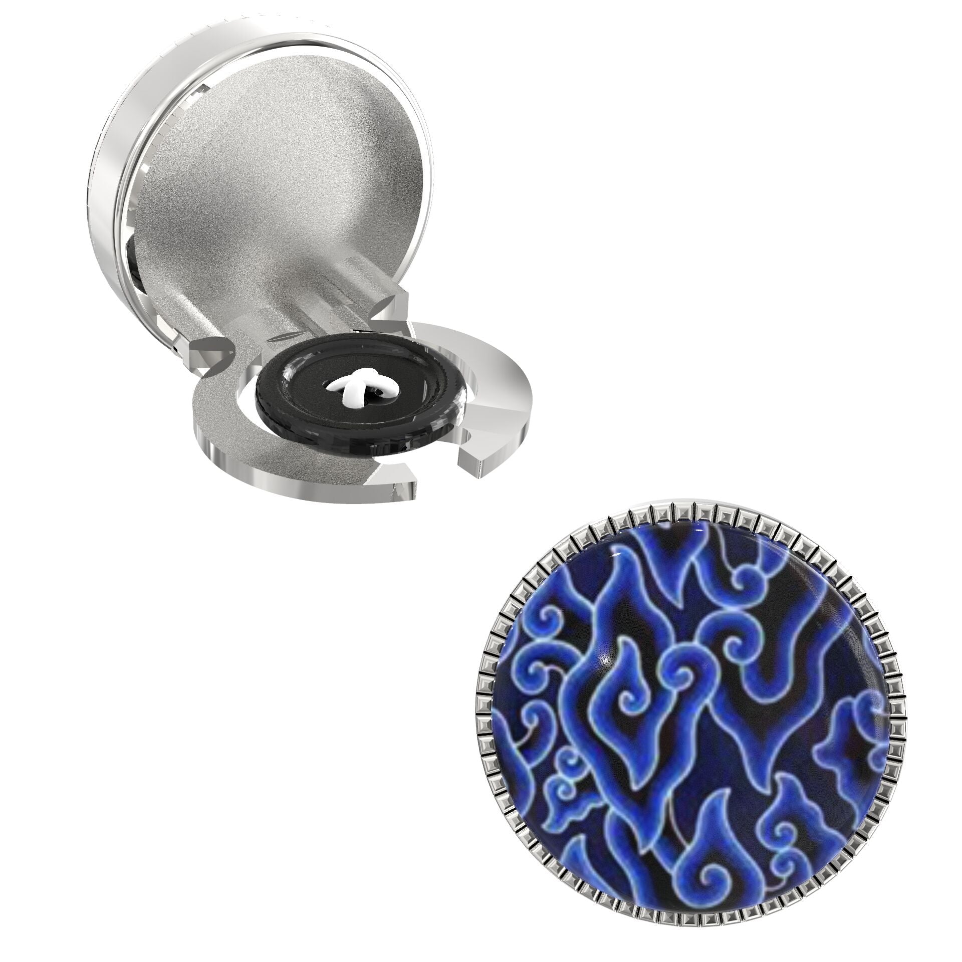 Blue Artistic Button Covers – Cufflinks Style Shirt Accessories