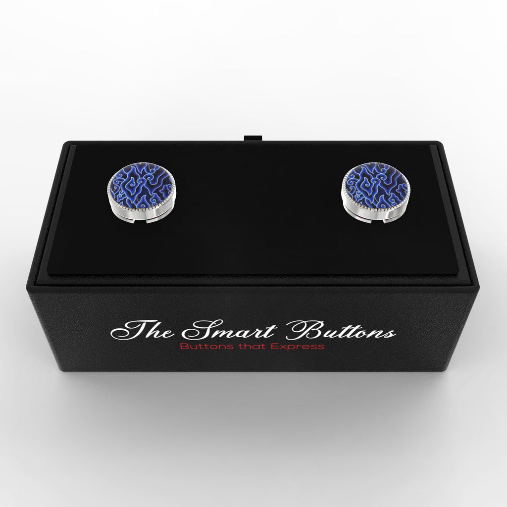 Blue Artistic Button Covers – Cufflinks Style Shirt Accessories
