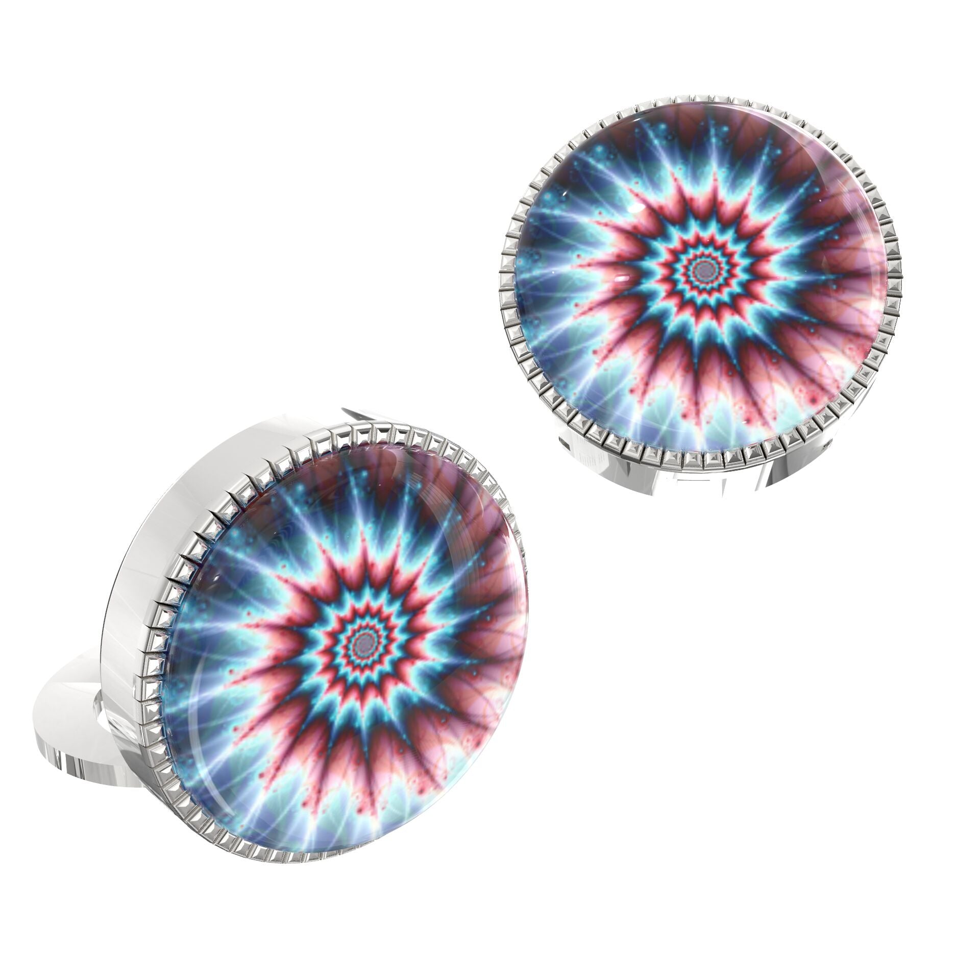 Sunburst Mandala Button Covers – Cufflinks Style Shirt Accessories