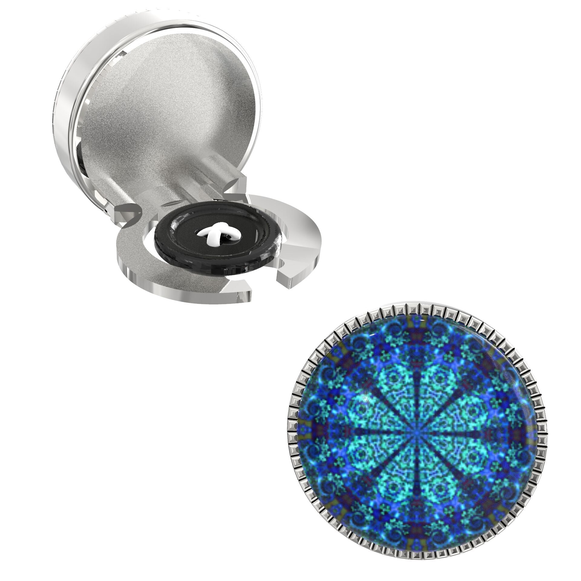 Kaleidoscope Blue Button Covers – Cufflinks Style Shirt Accessories