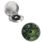 Peacock Feather Button Covers – Cufflinks Style Shirt Accessories