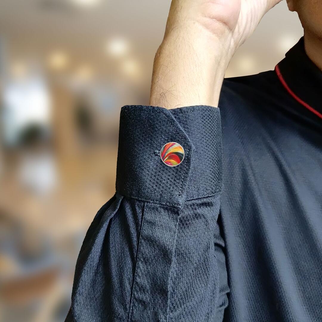Colourful Wave Button Covers – Cufflinks Style Shirt Accessories