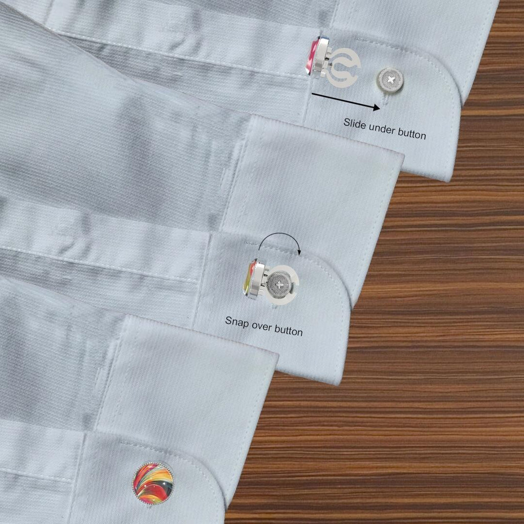 Colourful Wave Button Covers – Cufflinks Style Shirt Accessories