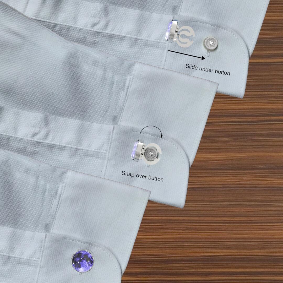 Midnight Moon Button Covers – Cufflinks Style Shirt Accessories