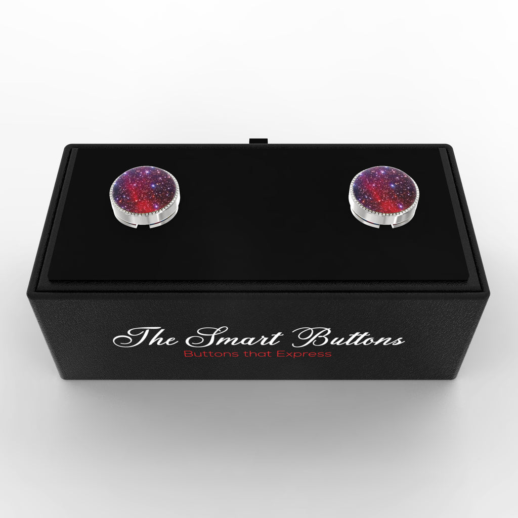 Crimson Celestial Button Covers – Cufflinks Style Shirt Accessories