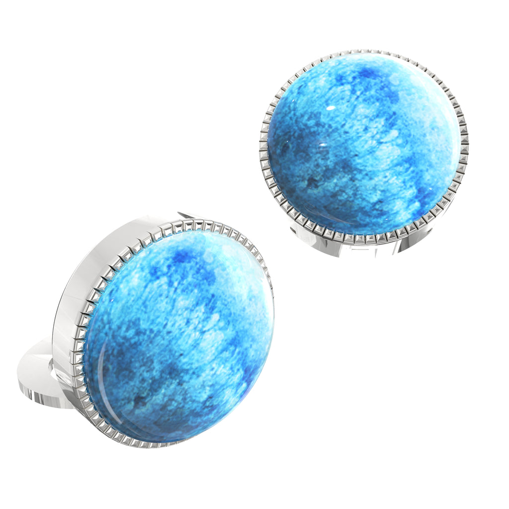 Ocean Blue Water Button Covers – Cufflinks Style Shirt Accessories