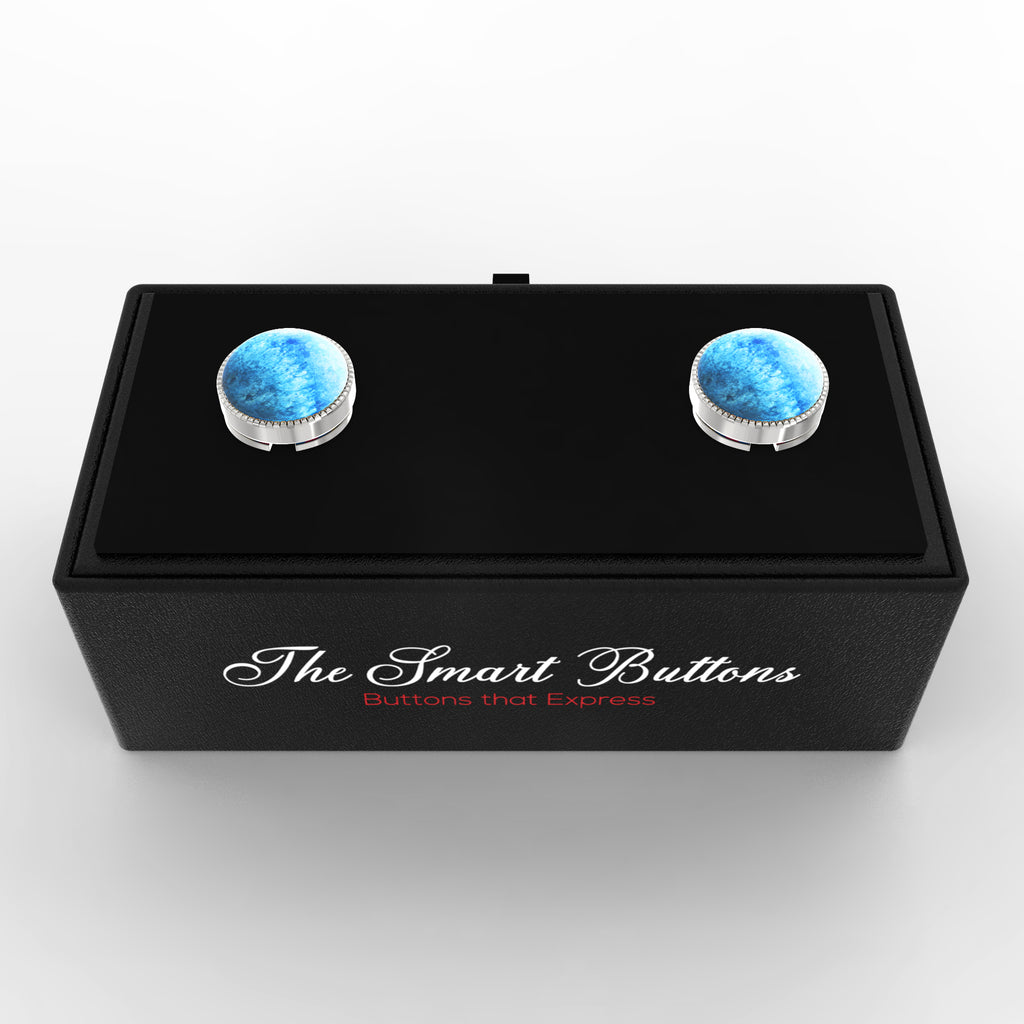 Ocean Blue Water Button Covers – Cufflinks Style Shirt Accessories