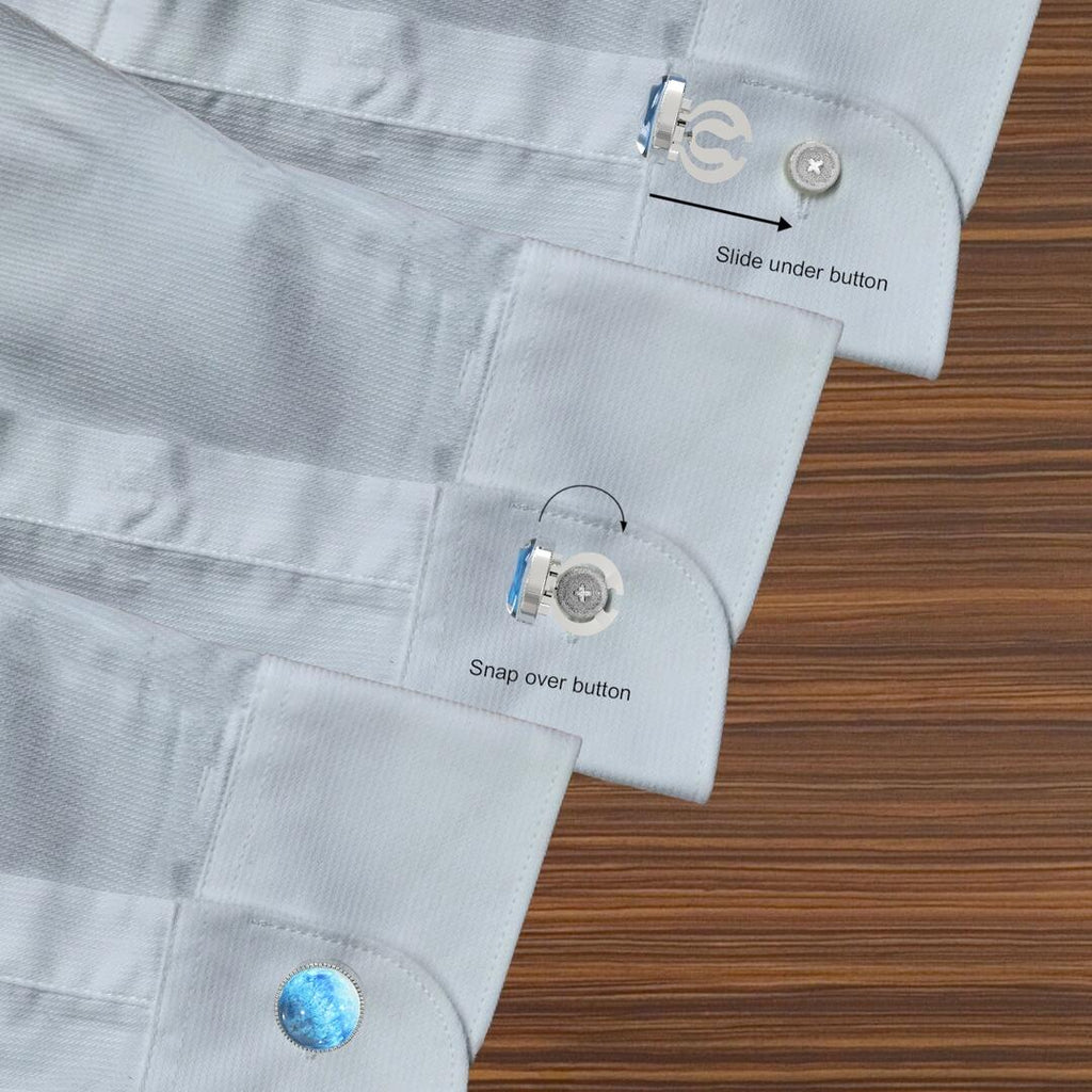 Ocean Blue Water Button Covers – Cufflinks Style Shirt Accessories