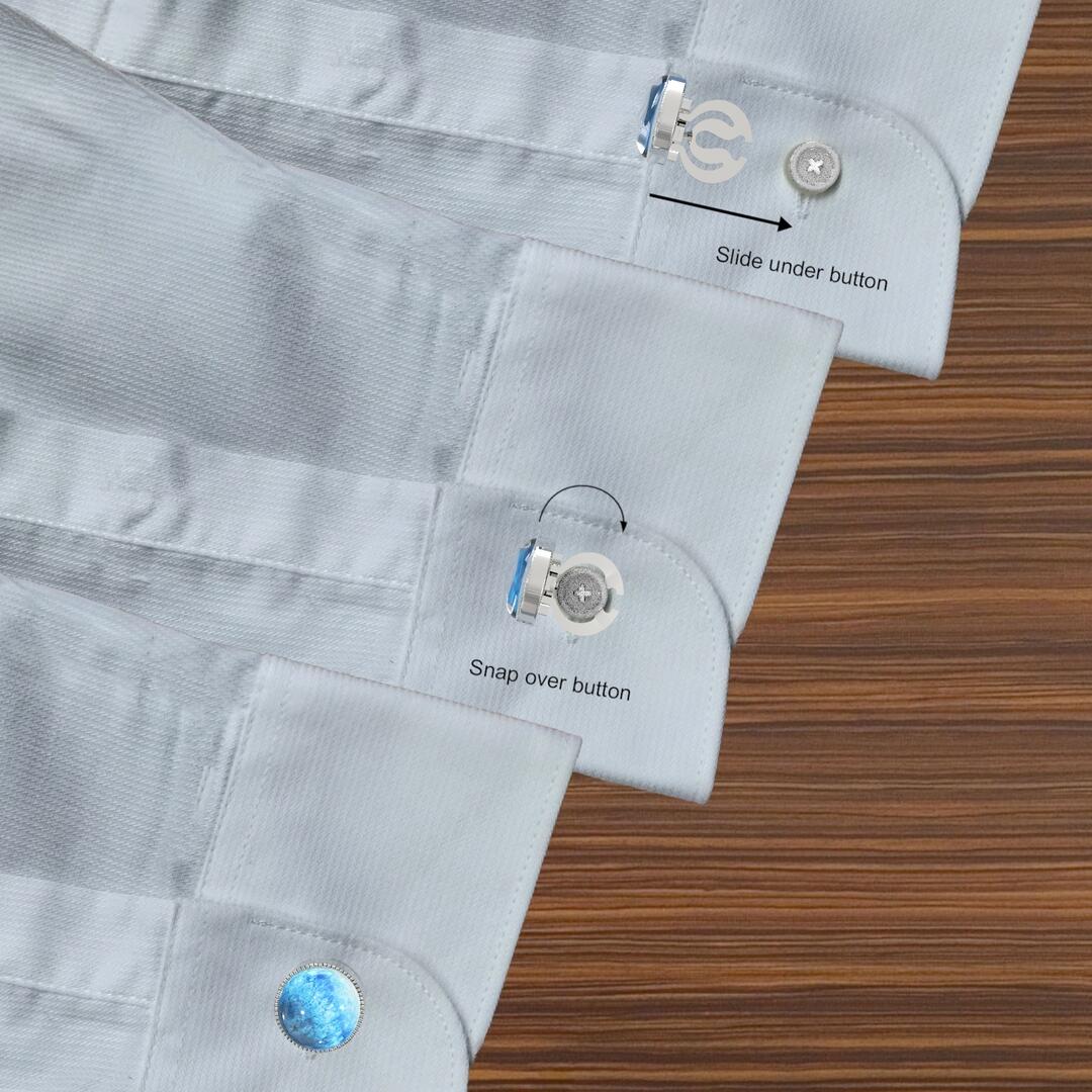 Ocean Blue Water Button Covers – Cufflinks Style Shirt Accessories