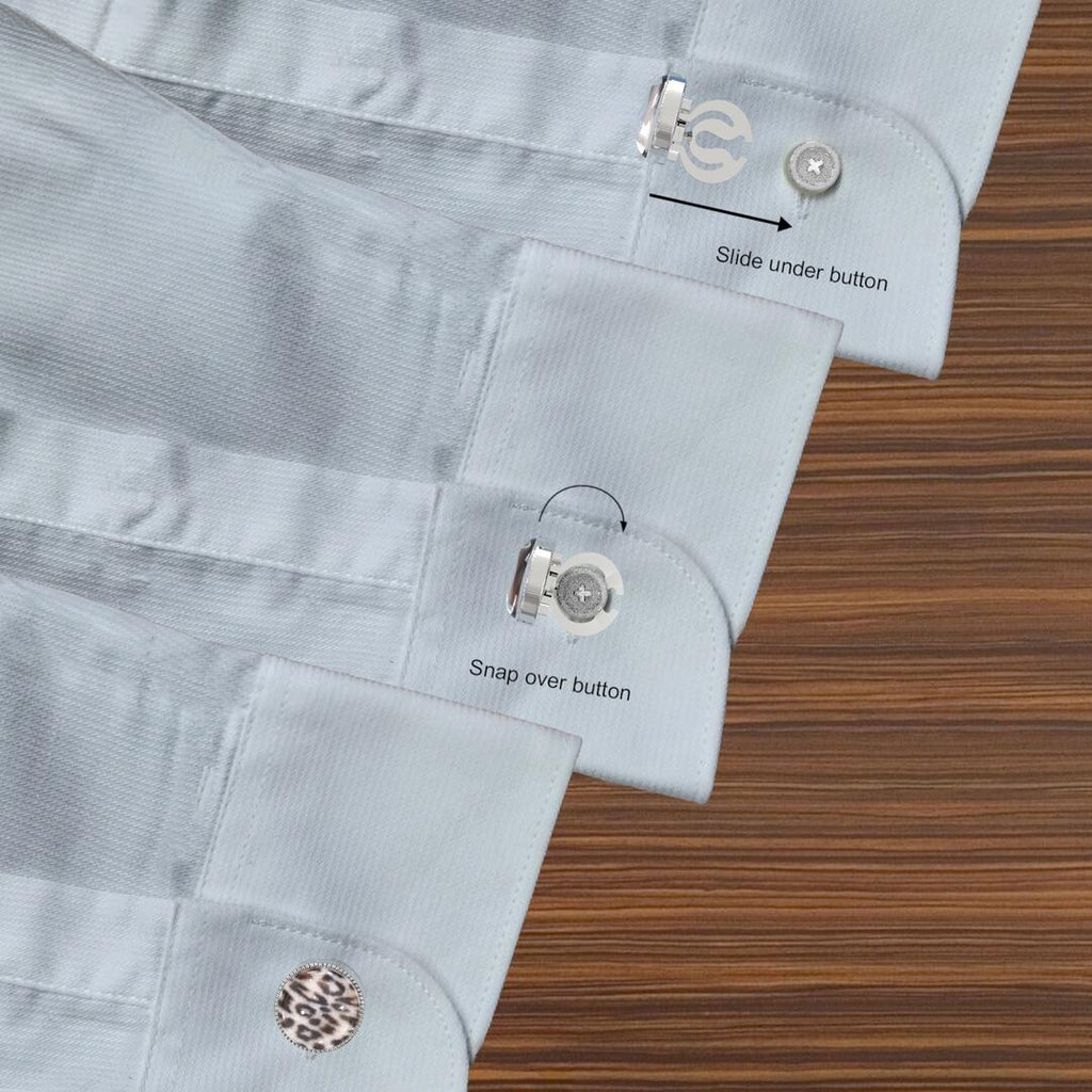 Leopard Print Button Covers – Cufflinks Style Shirt Accessories