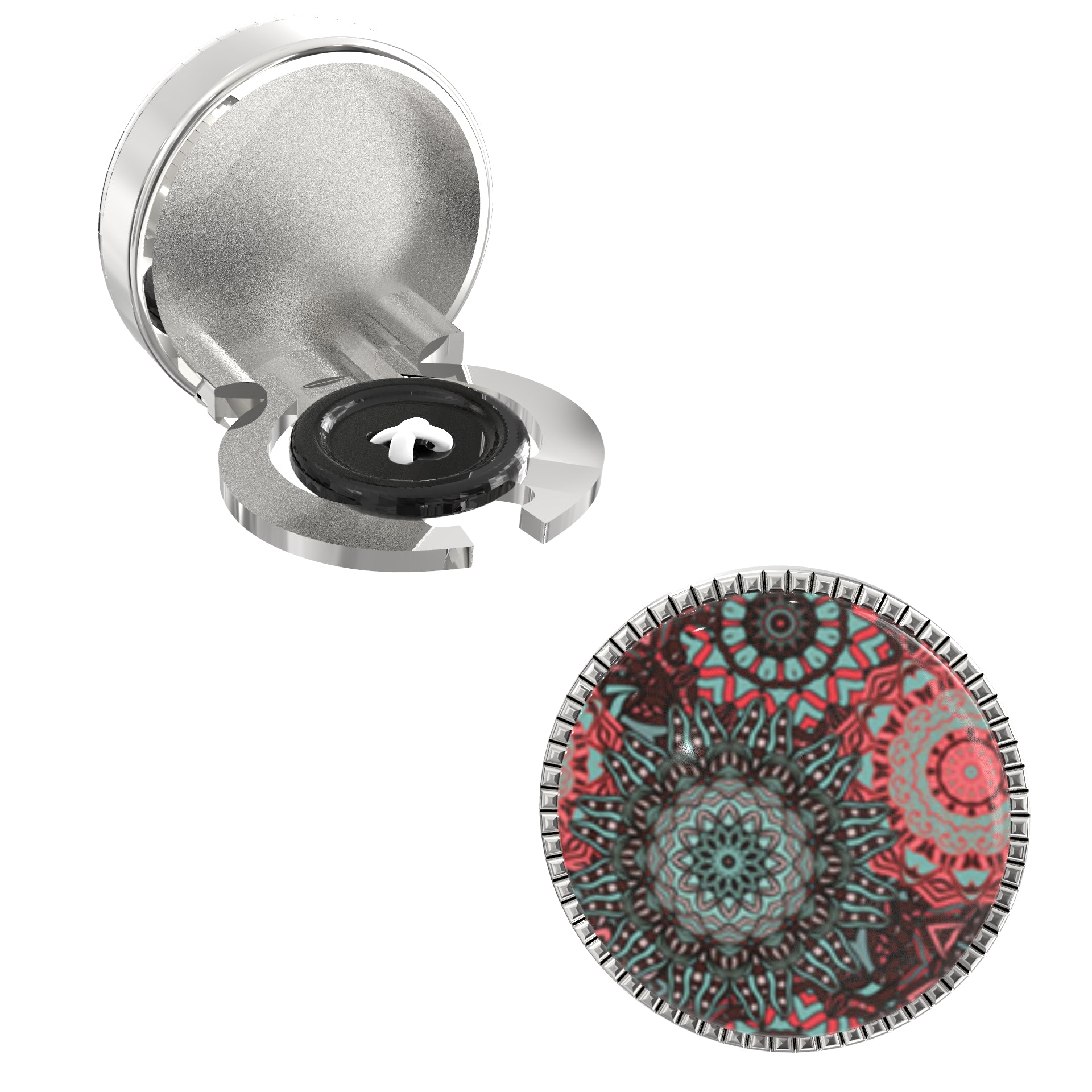 Mandala Pattern Button Covers – Cufflinks Style Shirt Accessories