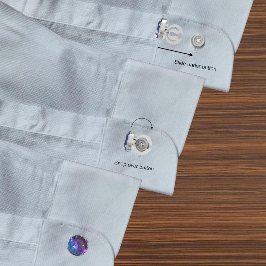Aurora Polaris Button Covers – Cufflinks Style Shirt Accessories