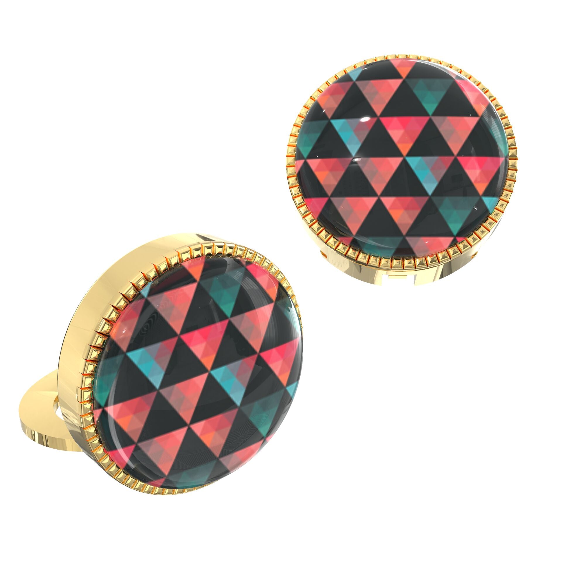 Geometric Triangles Button Covers – Cufflinks Style Shirt Accessories