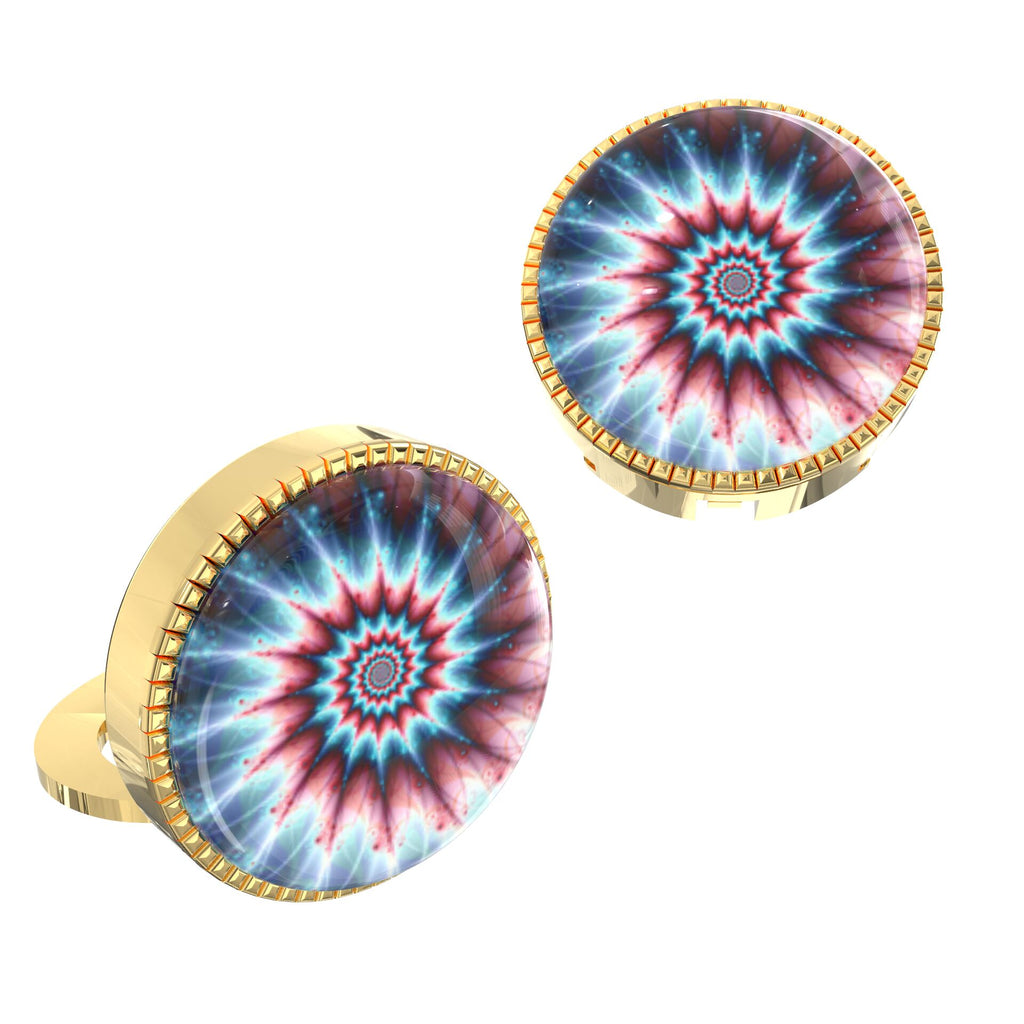 Sunburst Mandala Button Covers – Cufflinks Style Shirt Accessories