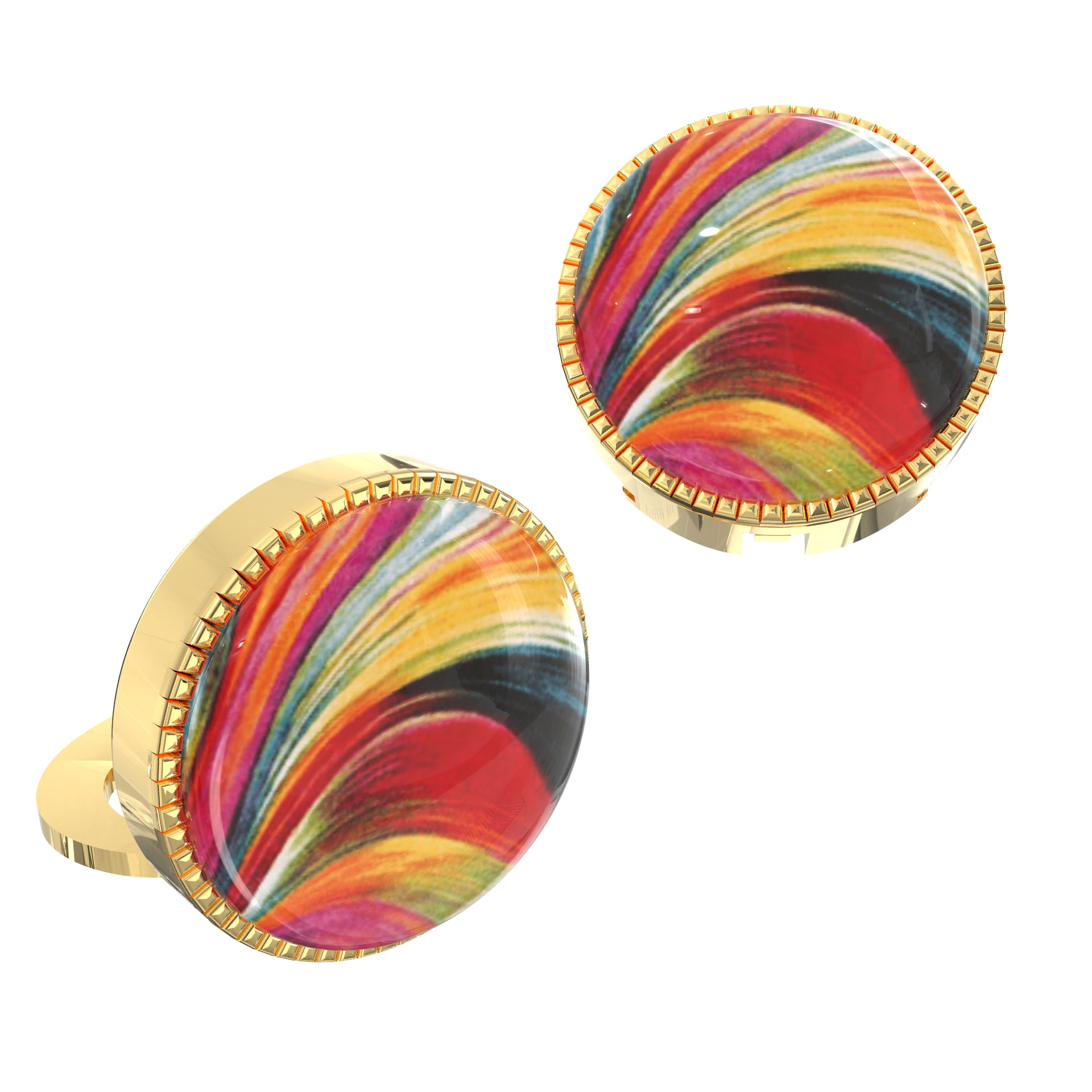 Colourful Wave Button Covers – Cufflinks Style Shirt Accessories