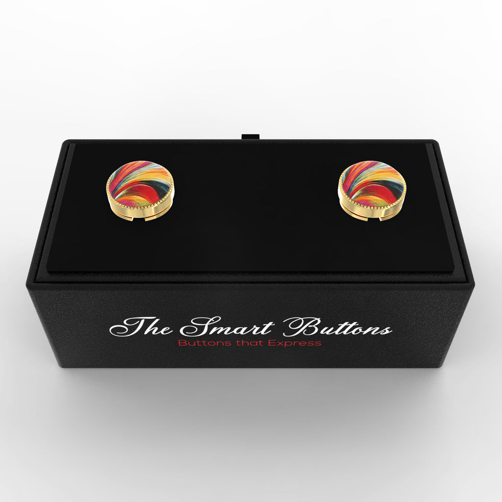 Colourful Wave Button Covers – Cufflinks Style Shirt Accessories