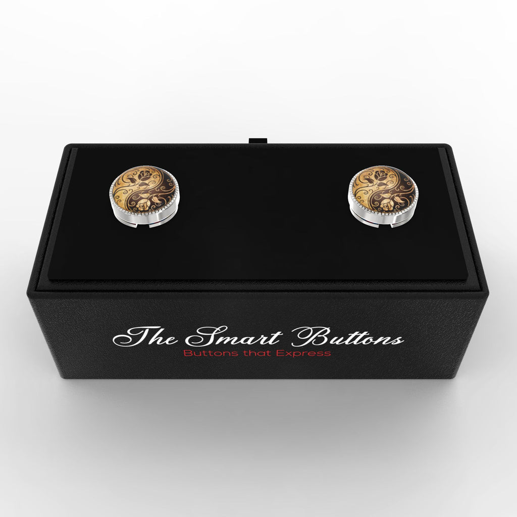 Yin & Yang Floral Button Covers – Cufflinks Style Shirt Accessories
