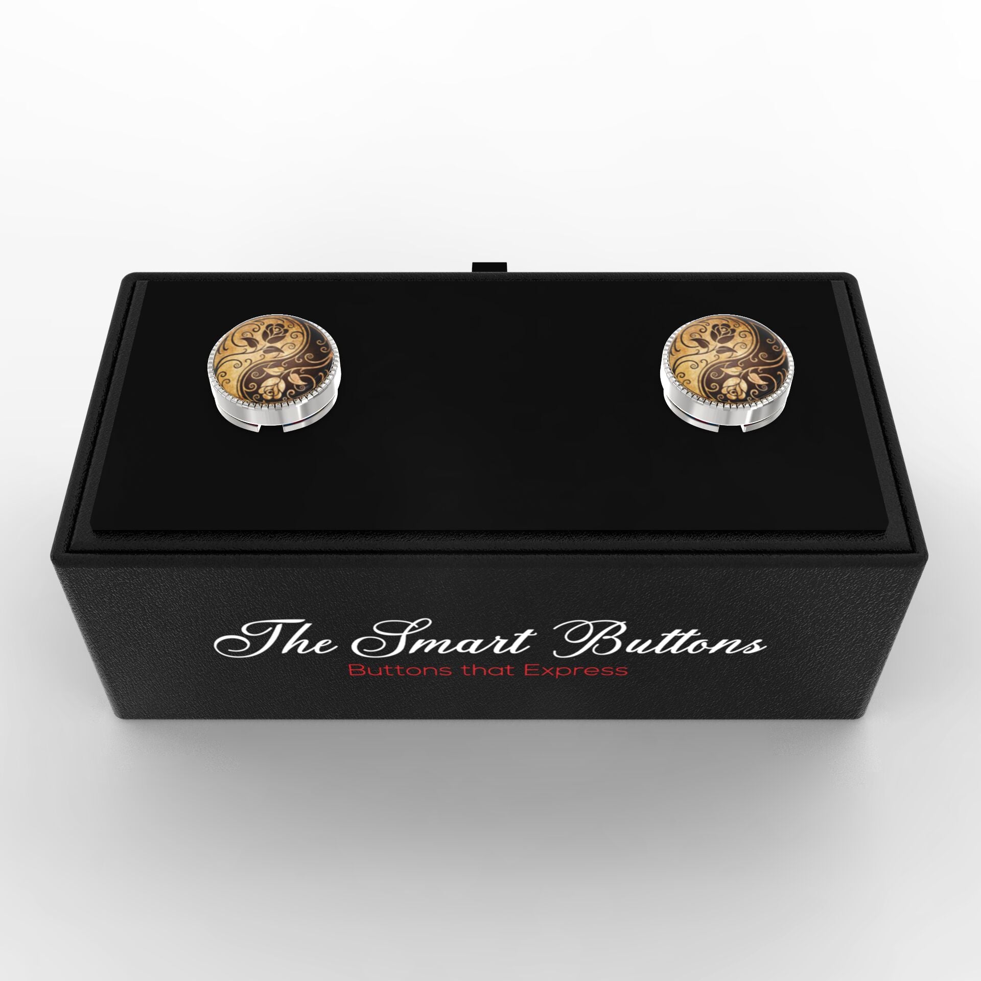 Yin & Yang Floral Button Covers – Cufflinks Style Shirt Accessories