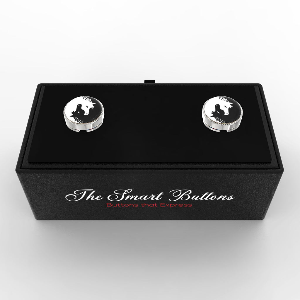 Twin Horses Yin & Yang Button Covers – Cufflinks Style Shirt Accessories