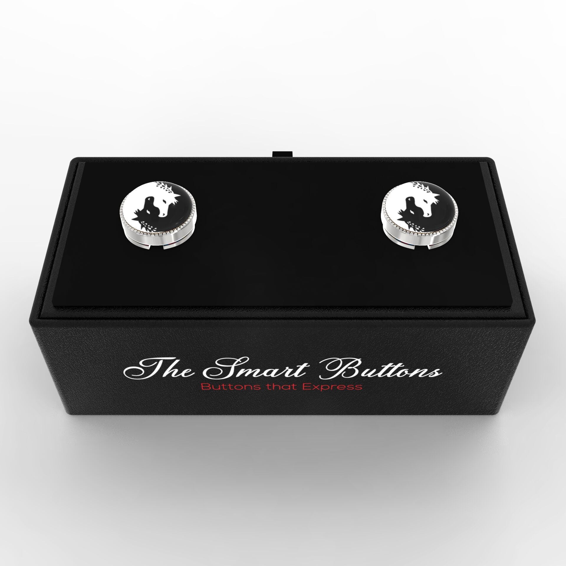 Twin Horses Yin & Yang Button Covers – Cufflinks Style Shirt Accessories