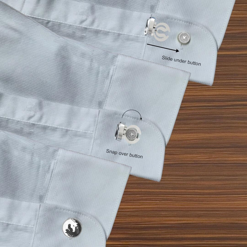 Twin Horses Yin & Yang Button Covers – Cufflinks Style Shirt Accessories