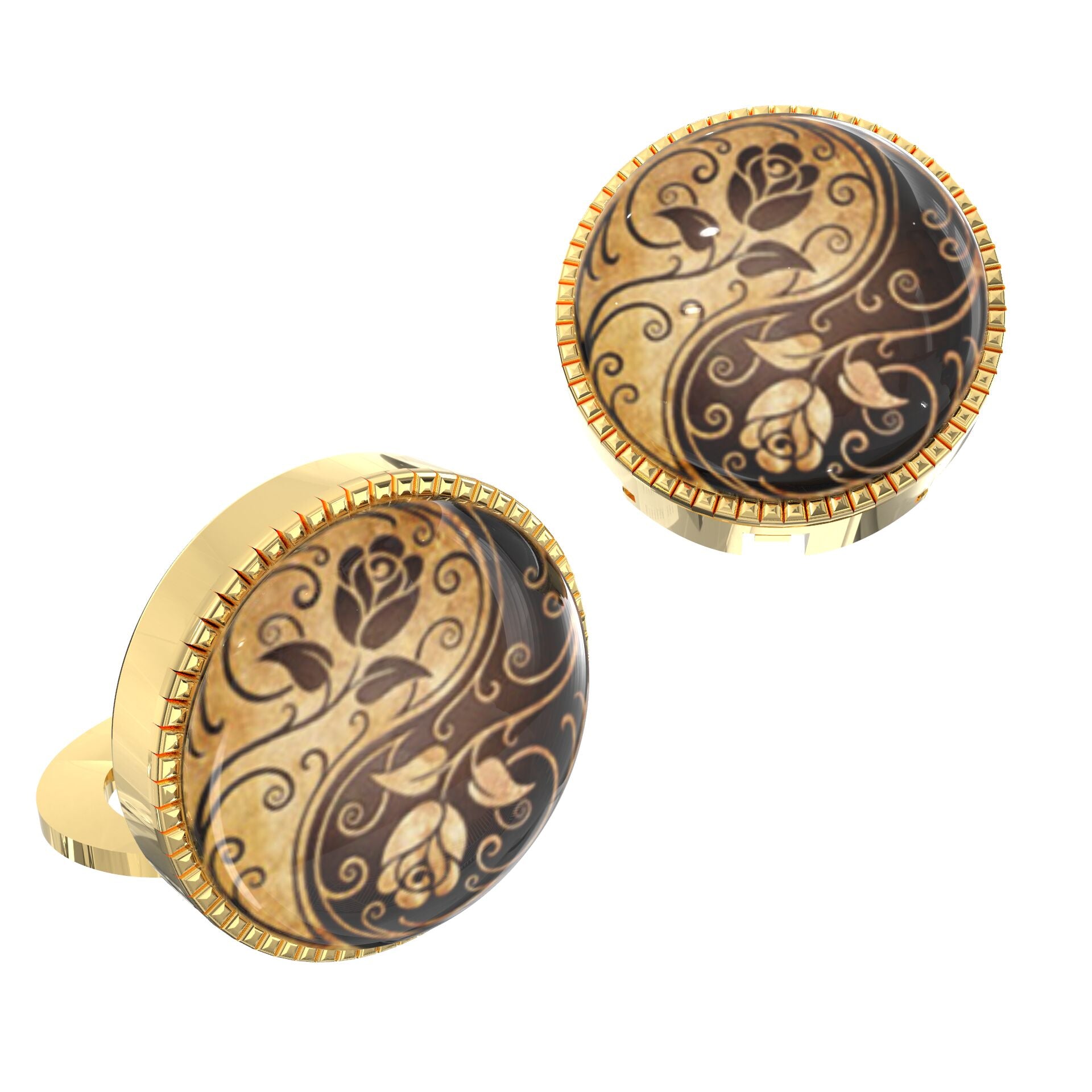 Yin & Yang Floral Button Covers – Cufflinks Style Shirt Accessories