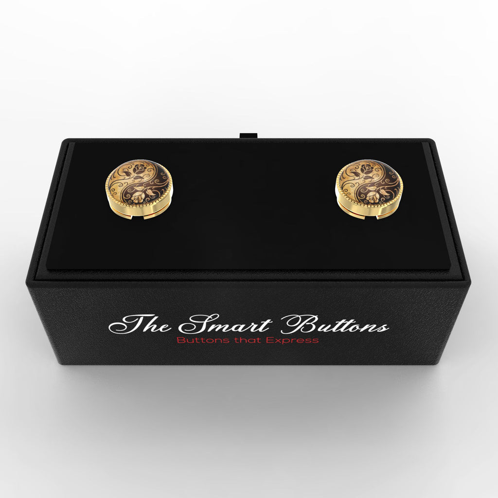 Yin & Yang Floral Button Covers – Cufflinks Style Shirt Accessories