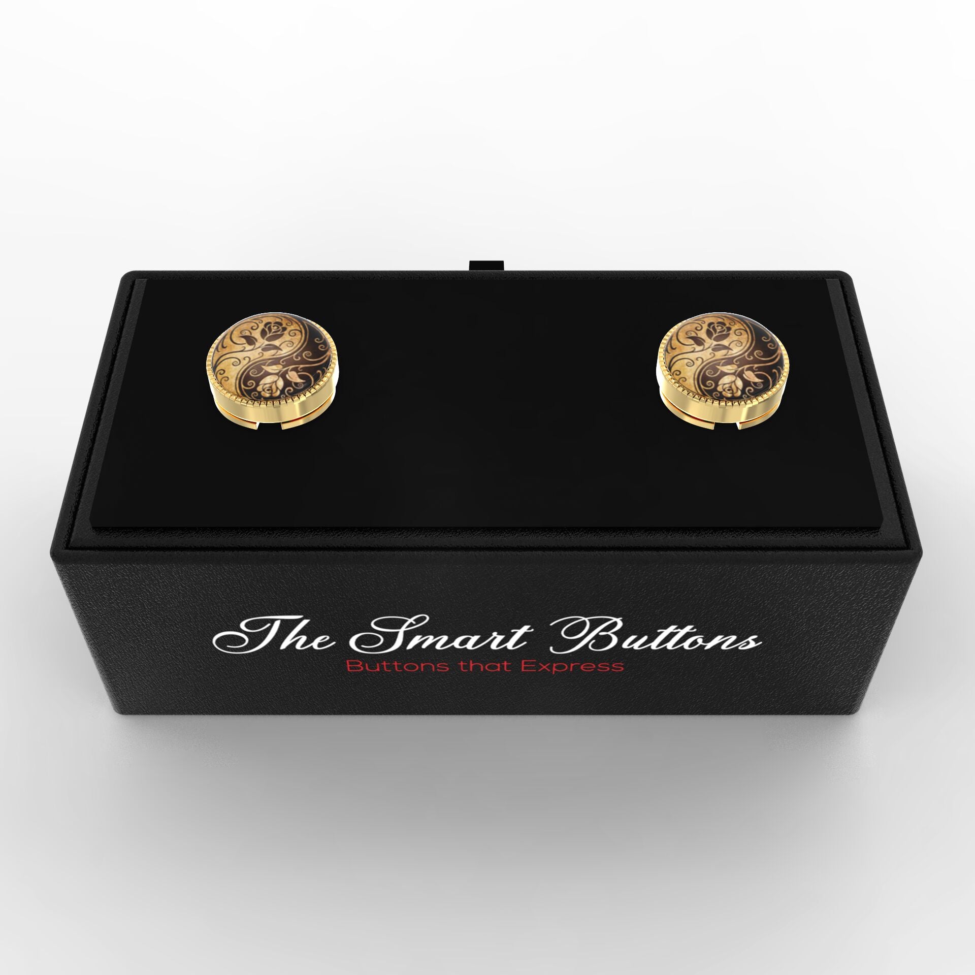 Yin & Yang Floral Button Covers – Cufflinks Style Shirt Accessories