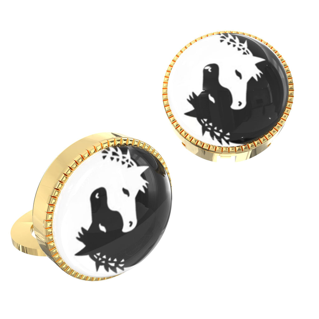 Twin Horses Yin & Yang Button Covers – Cufflinks Style Shirt Accessories