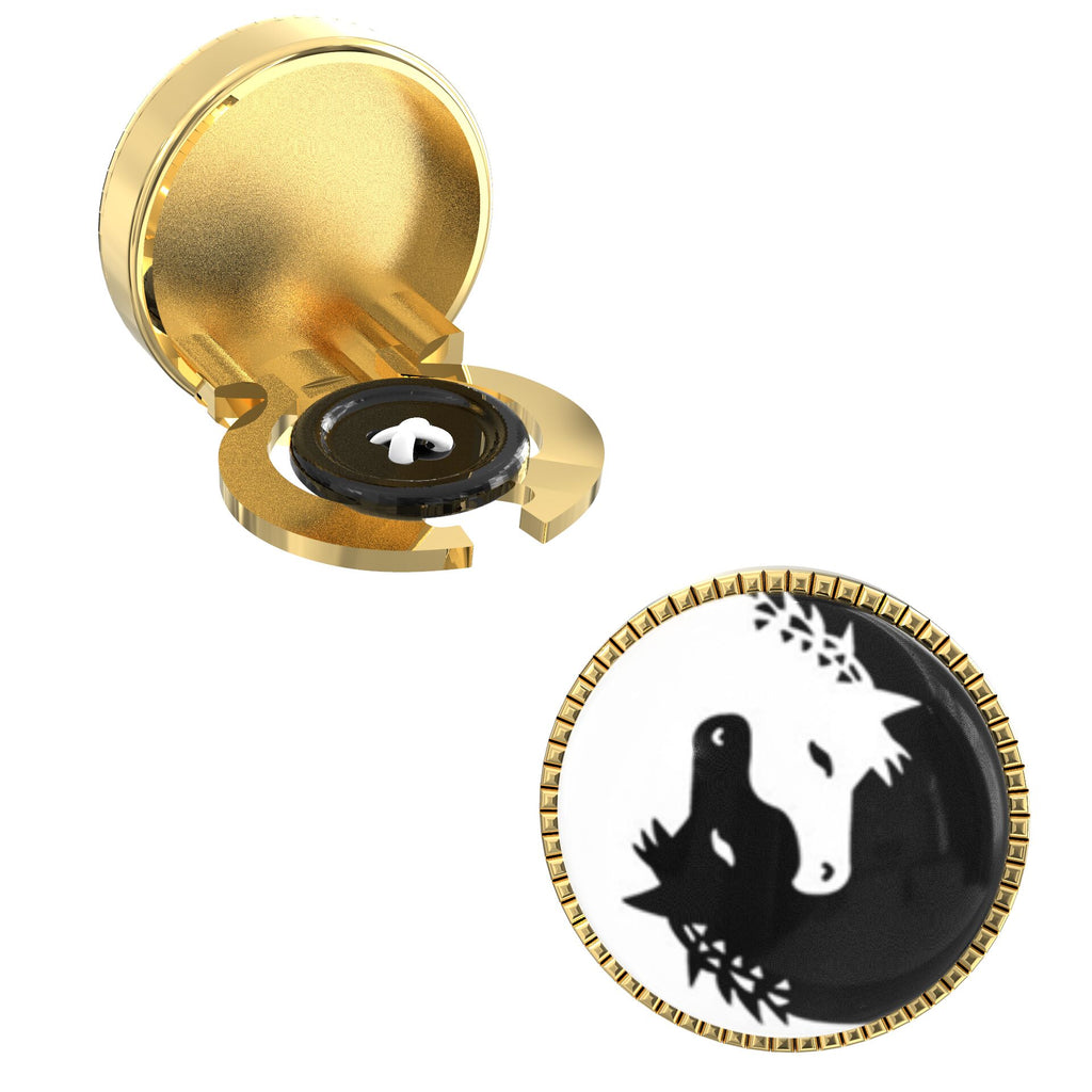 Twin Horses Yin & Yang Button Covers – Cufflinks Style Shirt Accessories