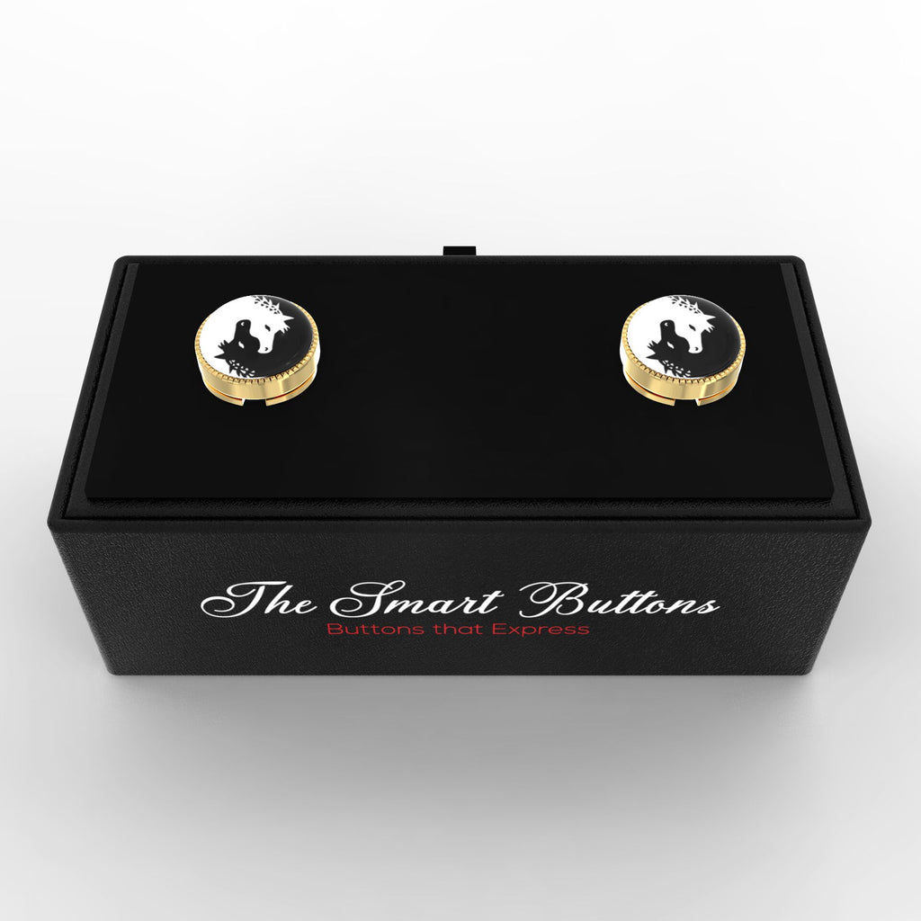 Twin Horses Yin & Yang Button Covers – Cufflinks Style Shirt Accessories