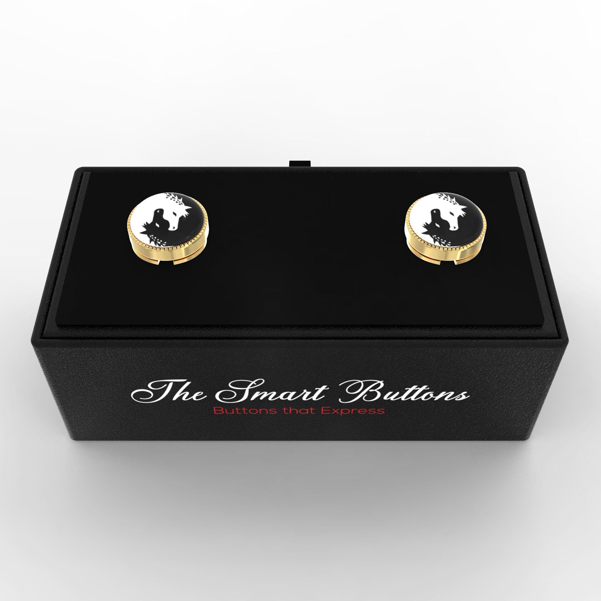 Twin Horses Yin & Yang Button Covers – Cufflinks Style Shirt Accessories