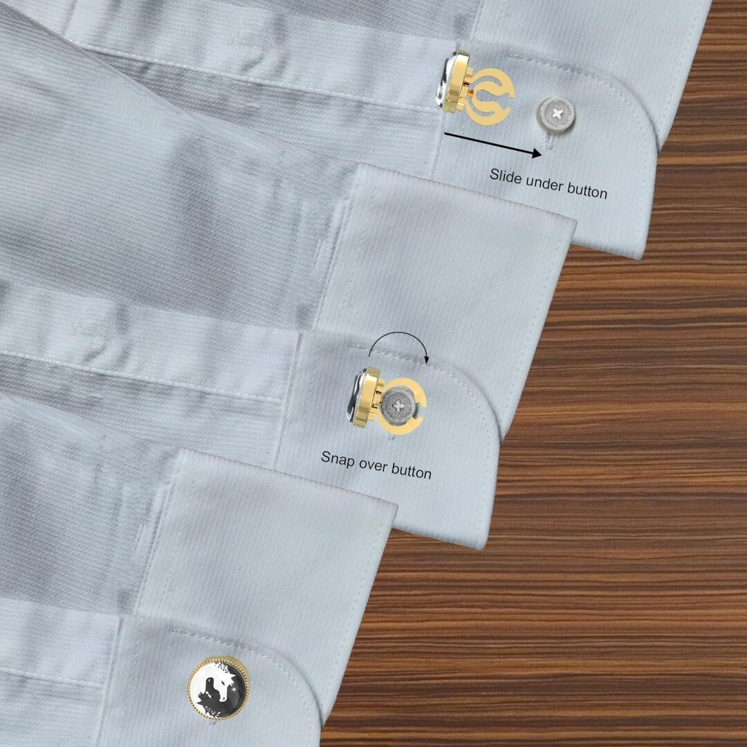 Twin Horses Yin & Yang Button Covers – Cufflinks Style Shirt Accessories