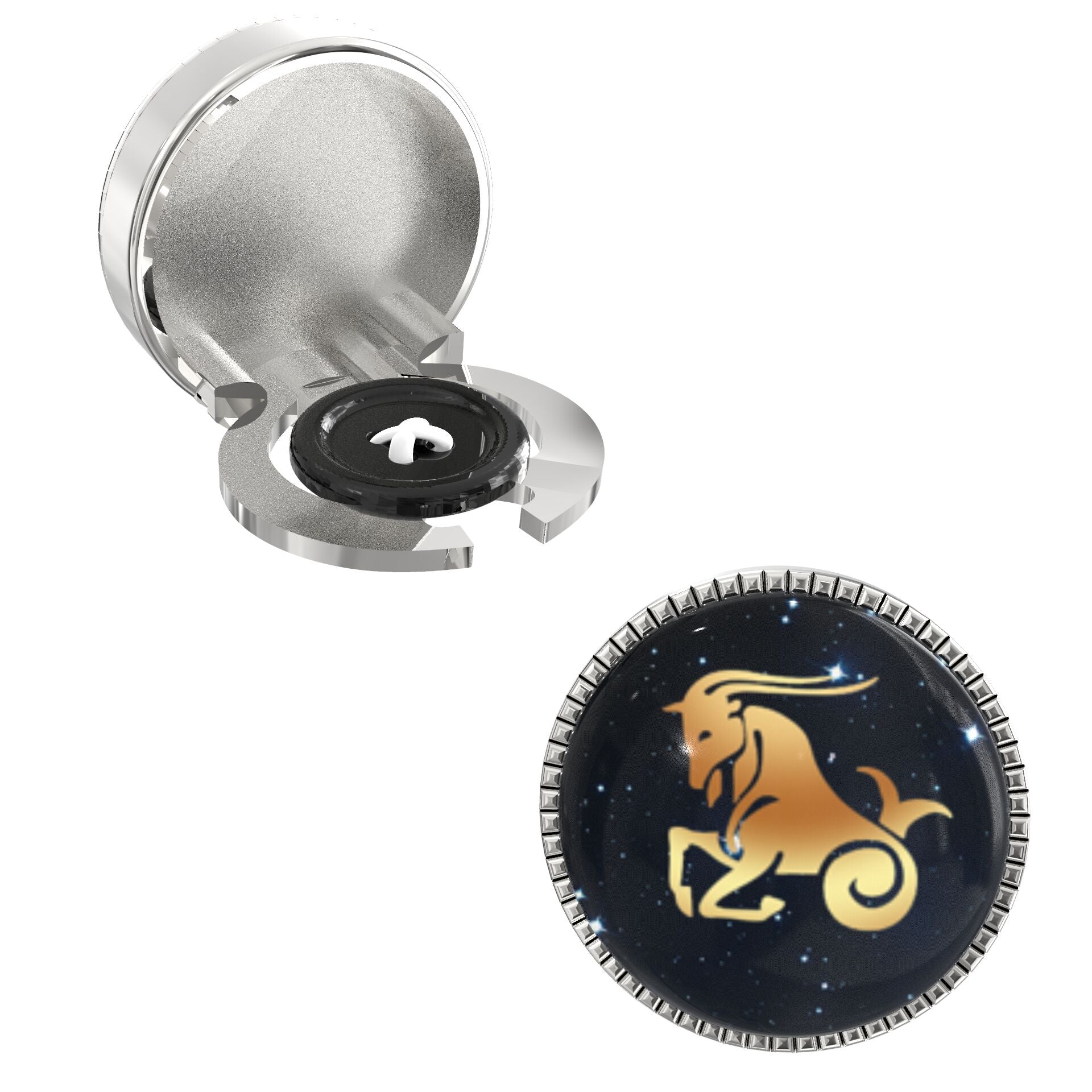 Capricorn Zodiac Button Covers – Cufflinks Style Shirt Accessories