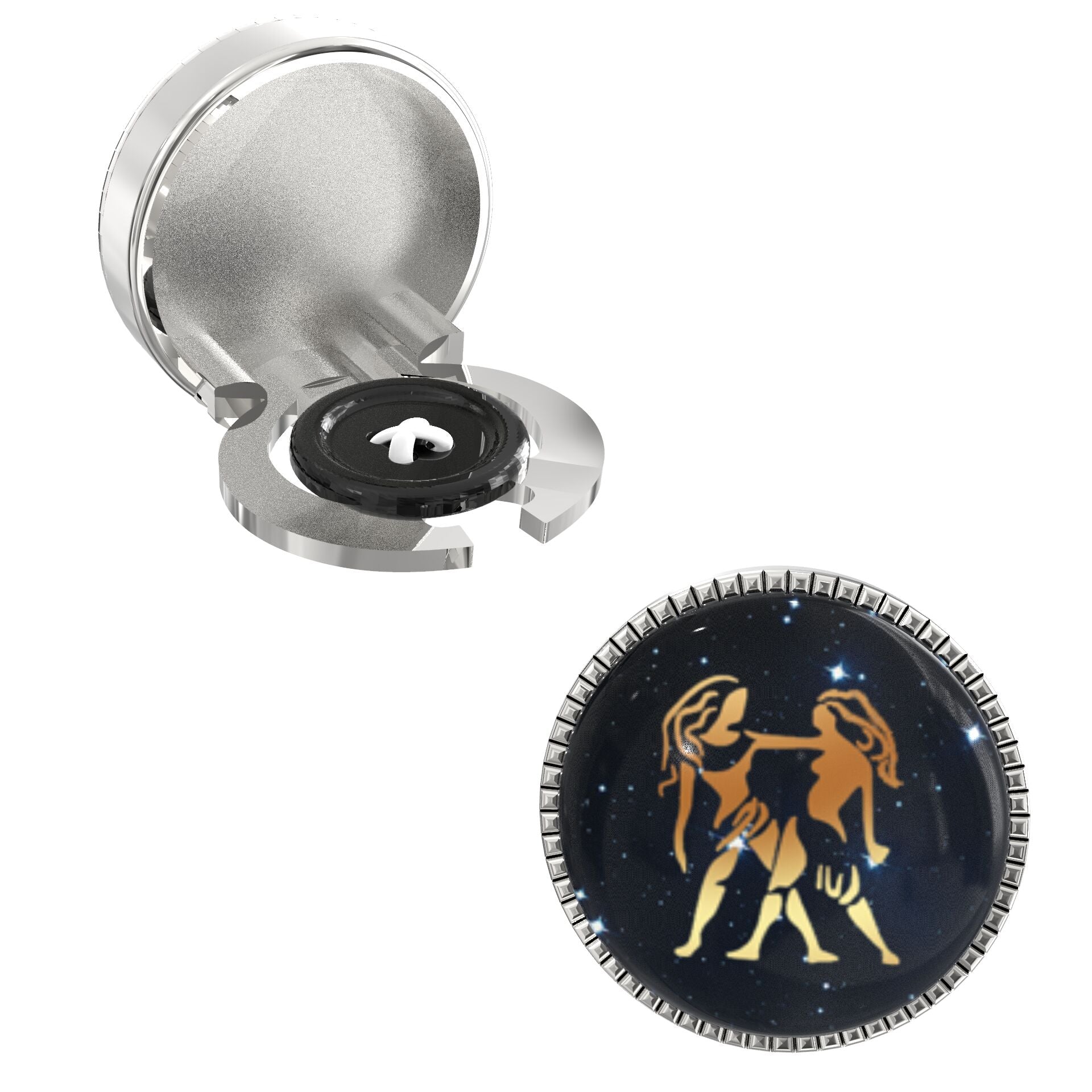 Gemini Zodiac Button Covers – Cufflinks Style Shirt Accessories