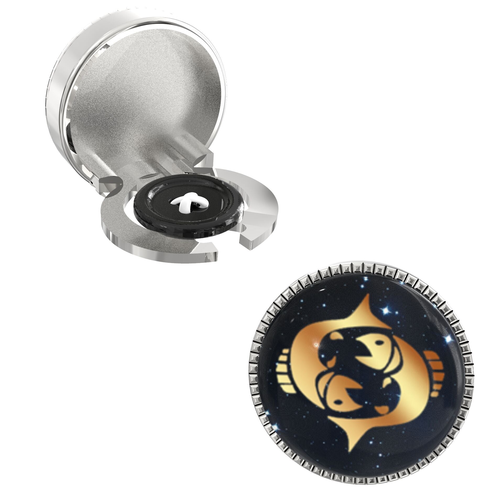 Pisces Zodiac Button Covers – Cufflinks Style Shirt Accessories