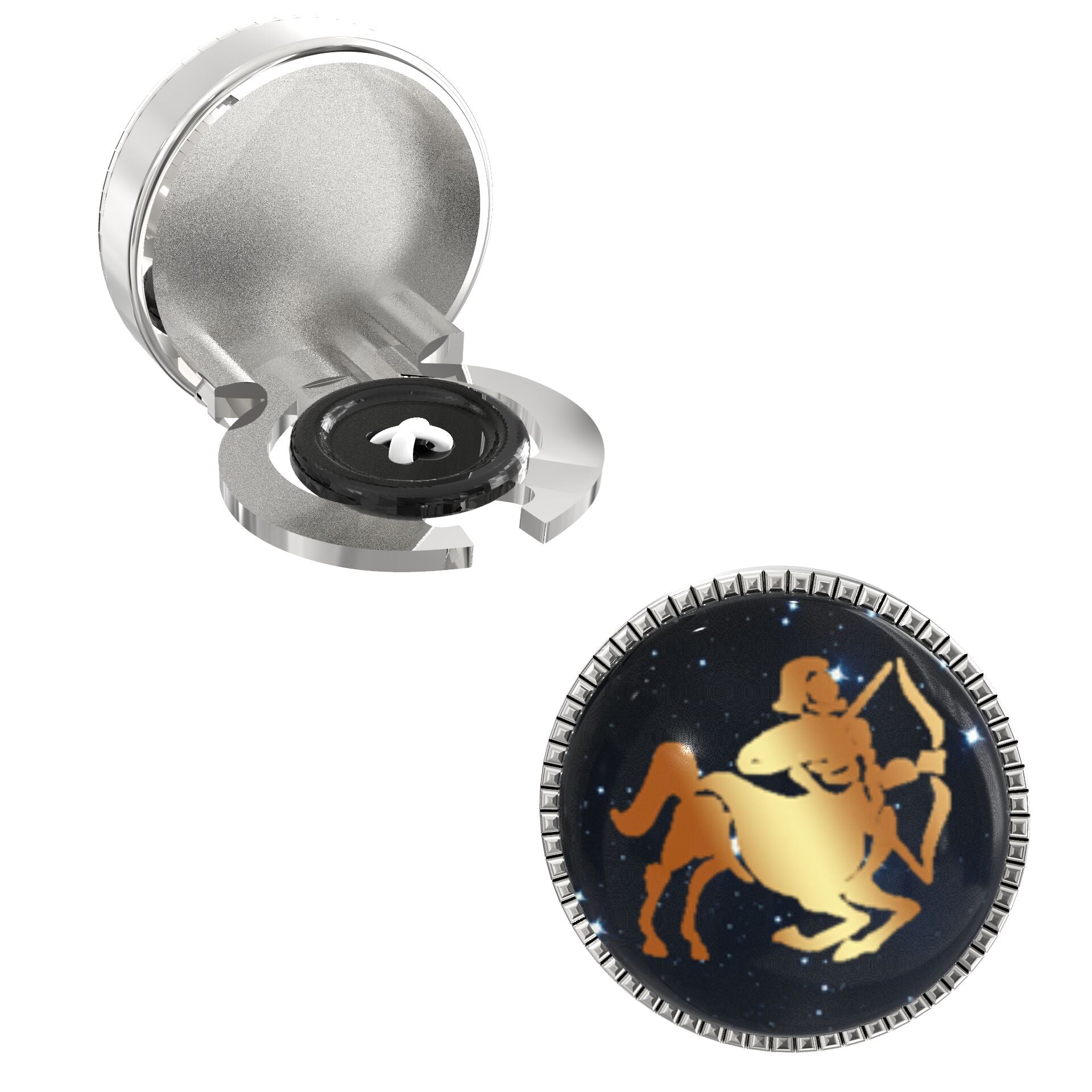 Sagittarius Zodiac Button Covers – Cufflinks Style Shirt Accessories