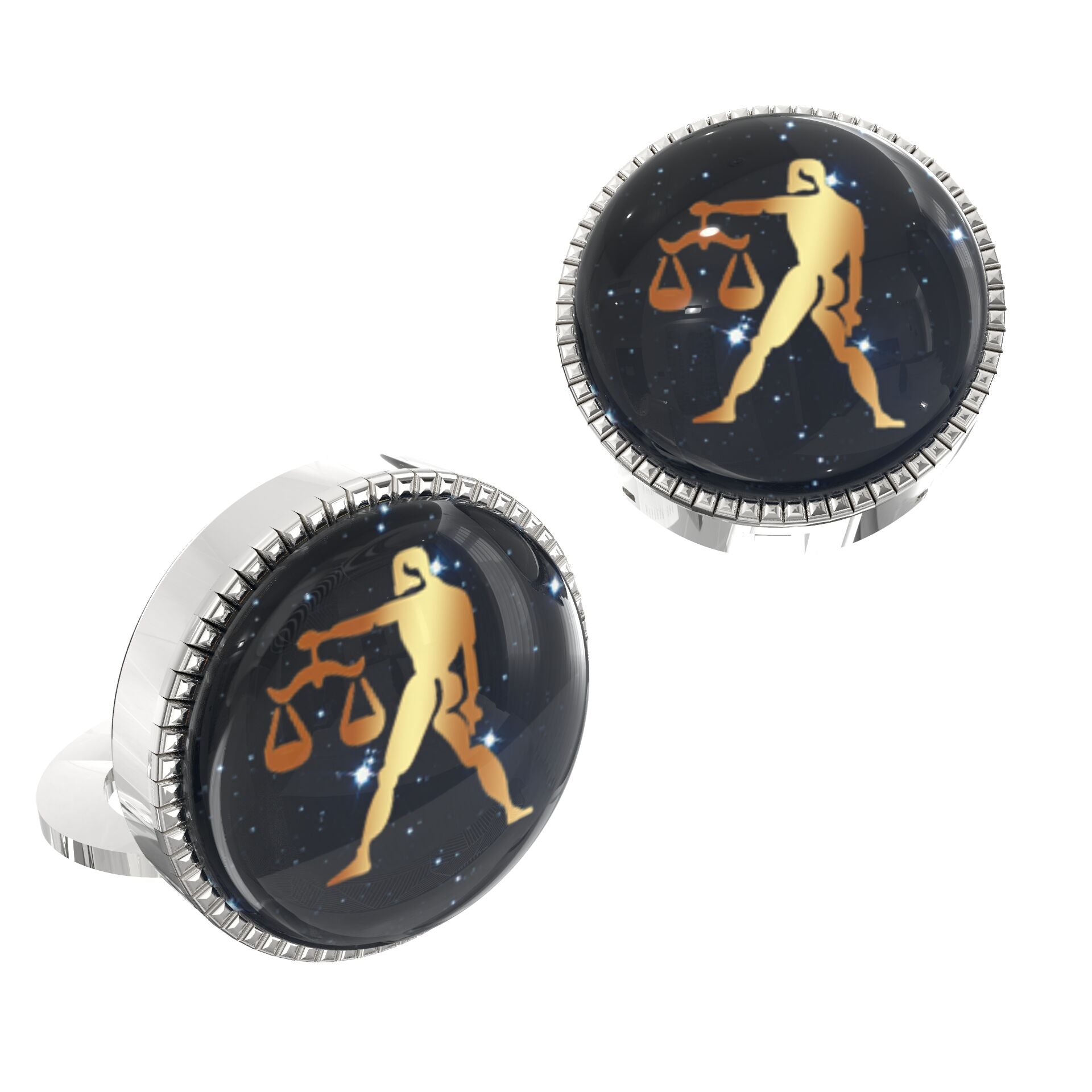 Libra Zodiac Button Covers – Gold & White Balance Design