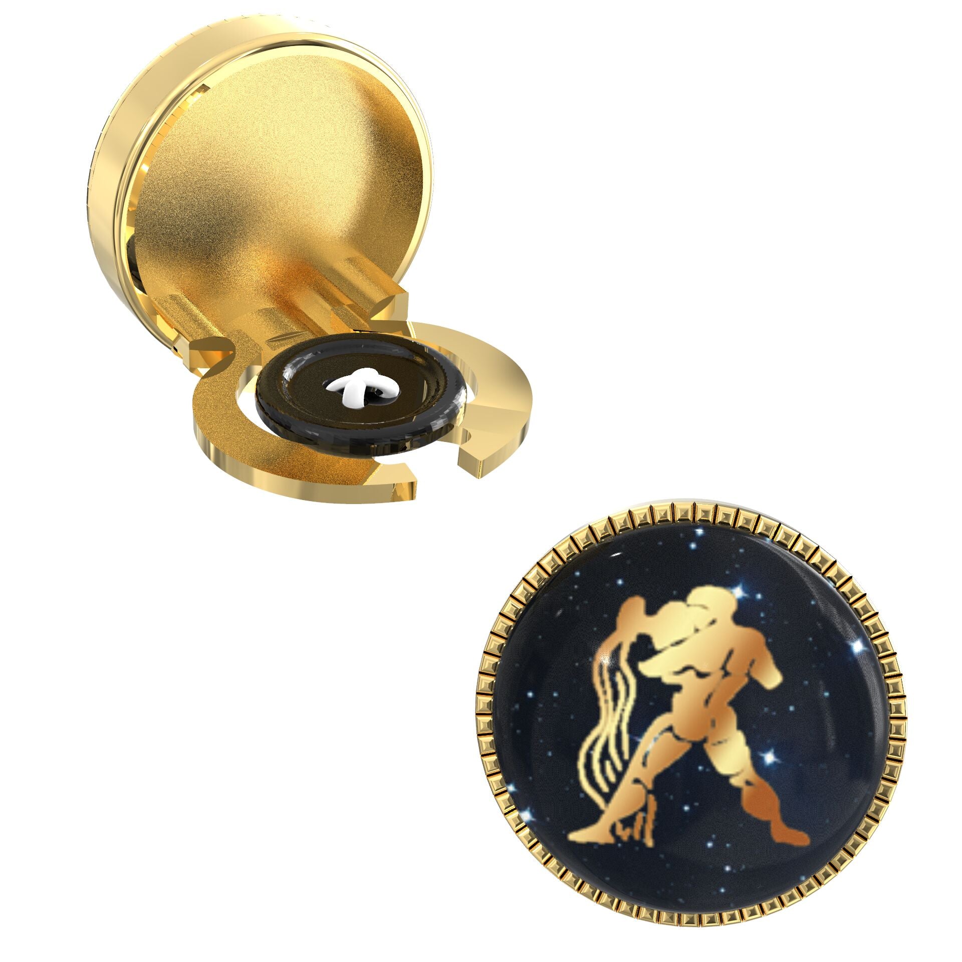Aquarius Zodiac Button Covers – Cufflinks Style Shirt Accessories