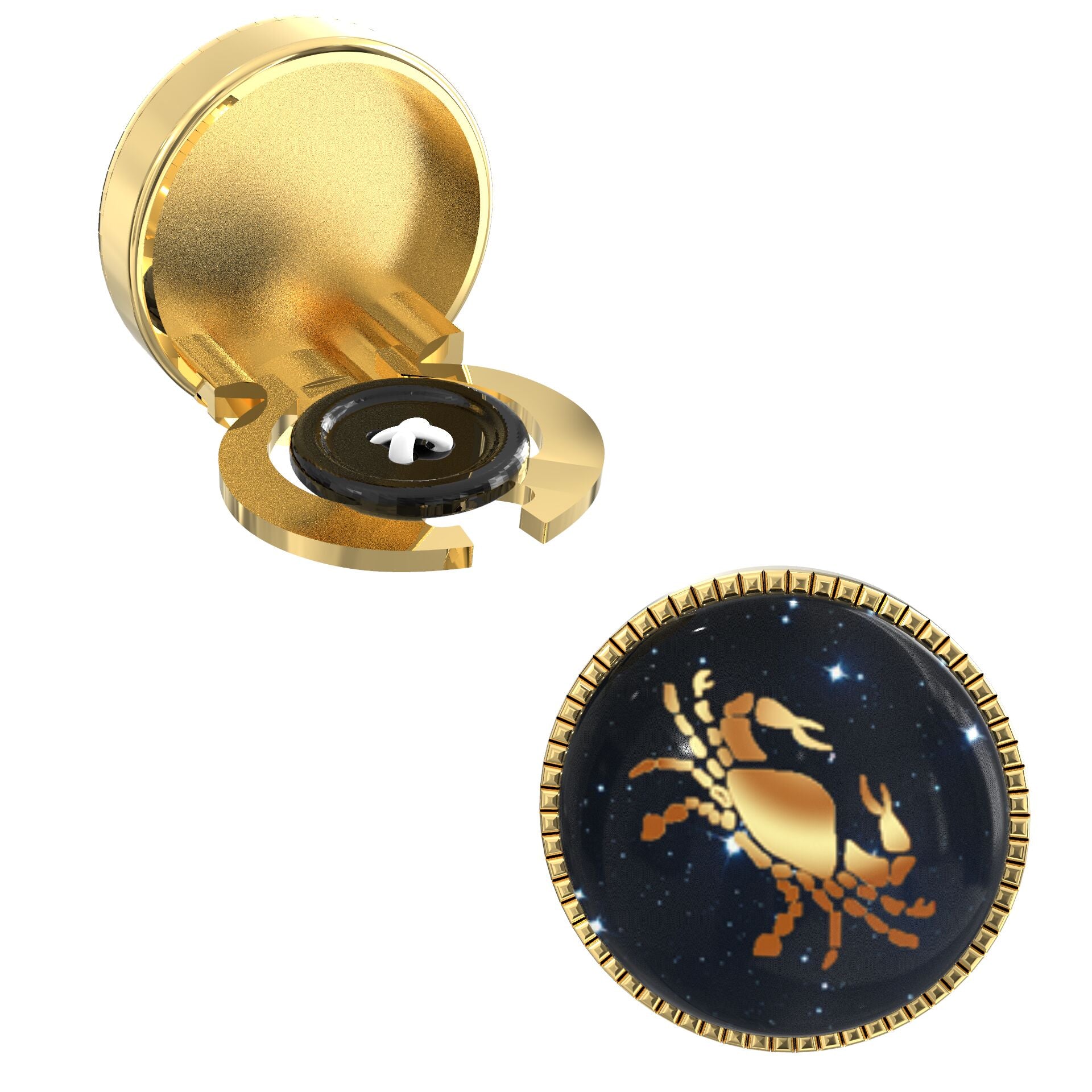 Cancer Zodiac Button Covers – Cufflinks Style Shirt Accessories