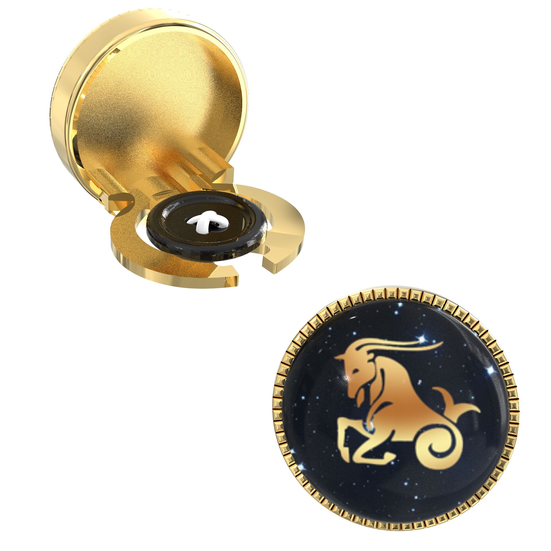 Capricorn Zodiac Button Covers – Cufflinks Style Shirt Accessories