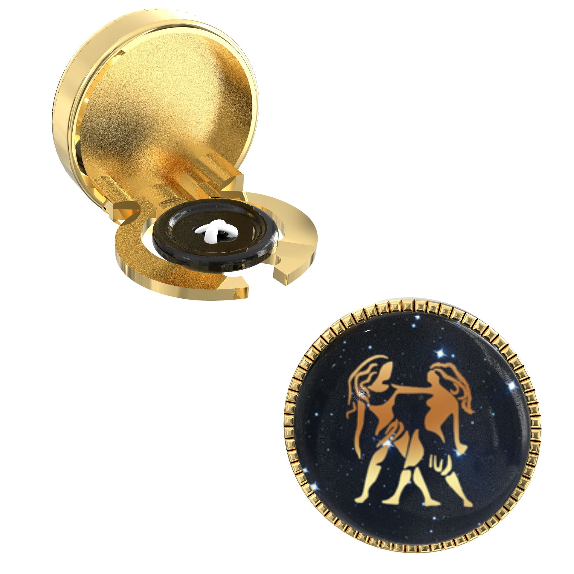 Gemini Zodiac Button Covers – Cufflinks Style Shirt Accessories