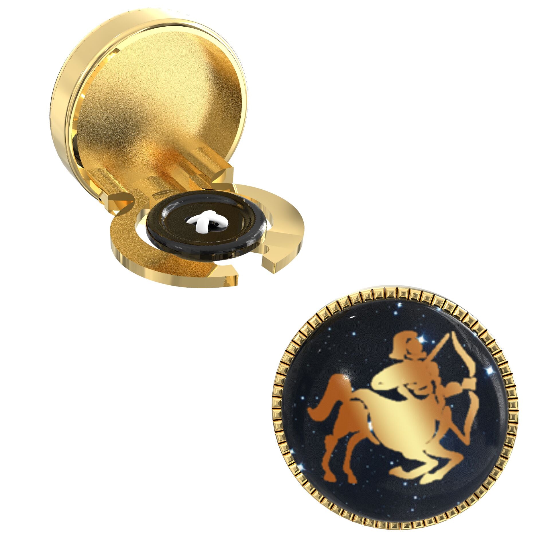 Sagittarius Zodiac Button Covers – Cufflinks Style Shirt Accessories