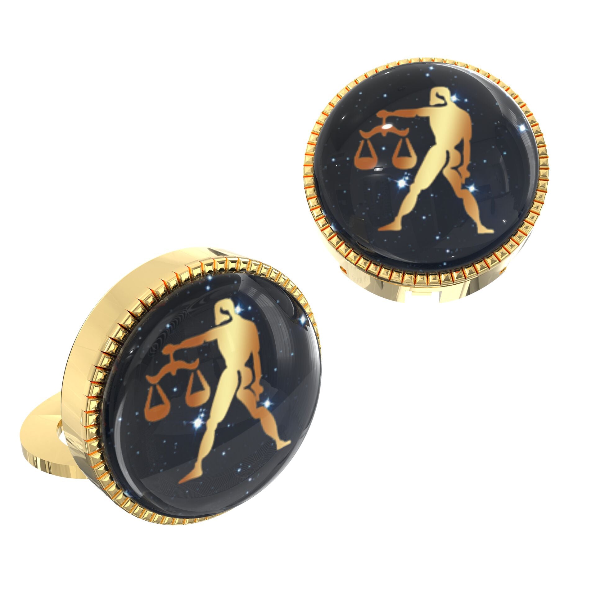 Libra Zodiac Button Covers – Gold & White Balance Design